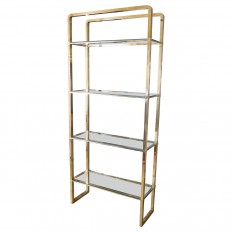 Tall brass and glass shelf unit